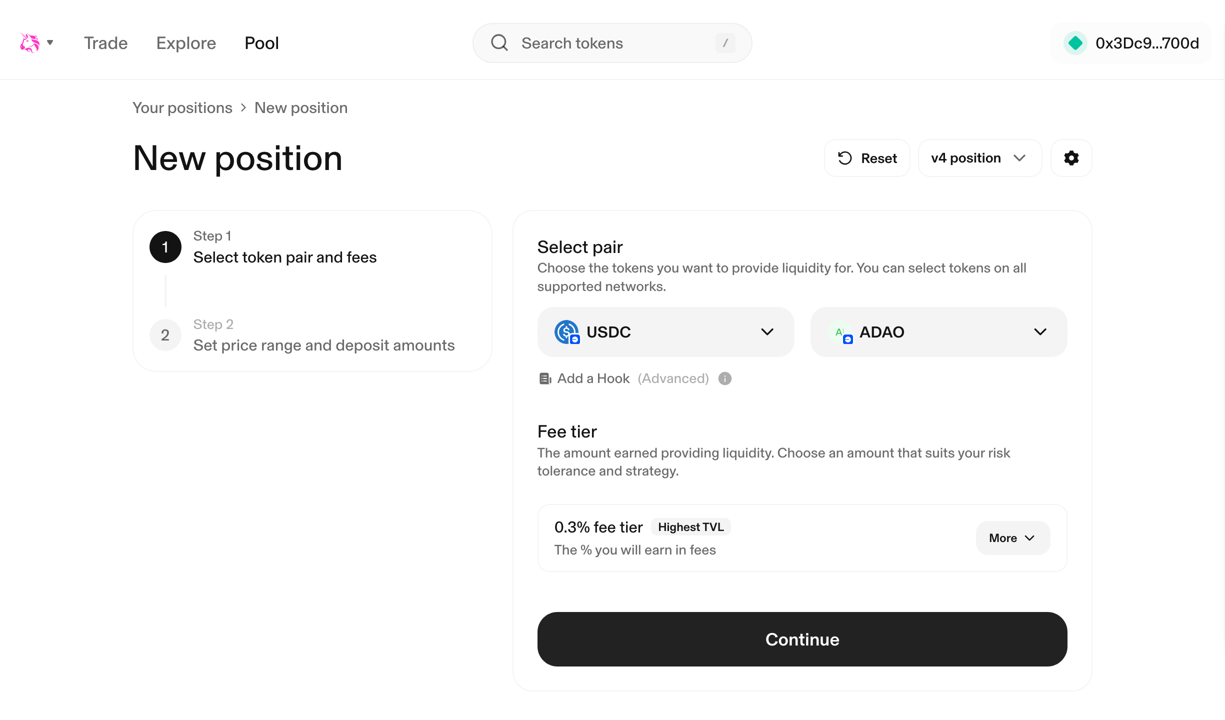 Uniswap Add Liquidity